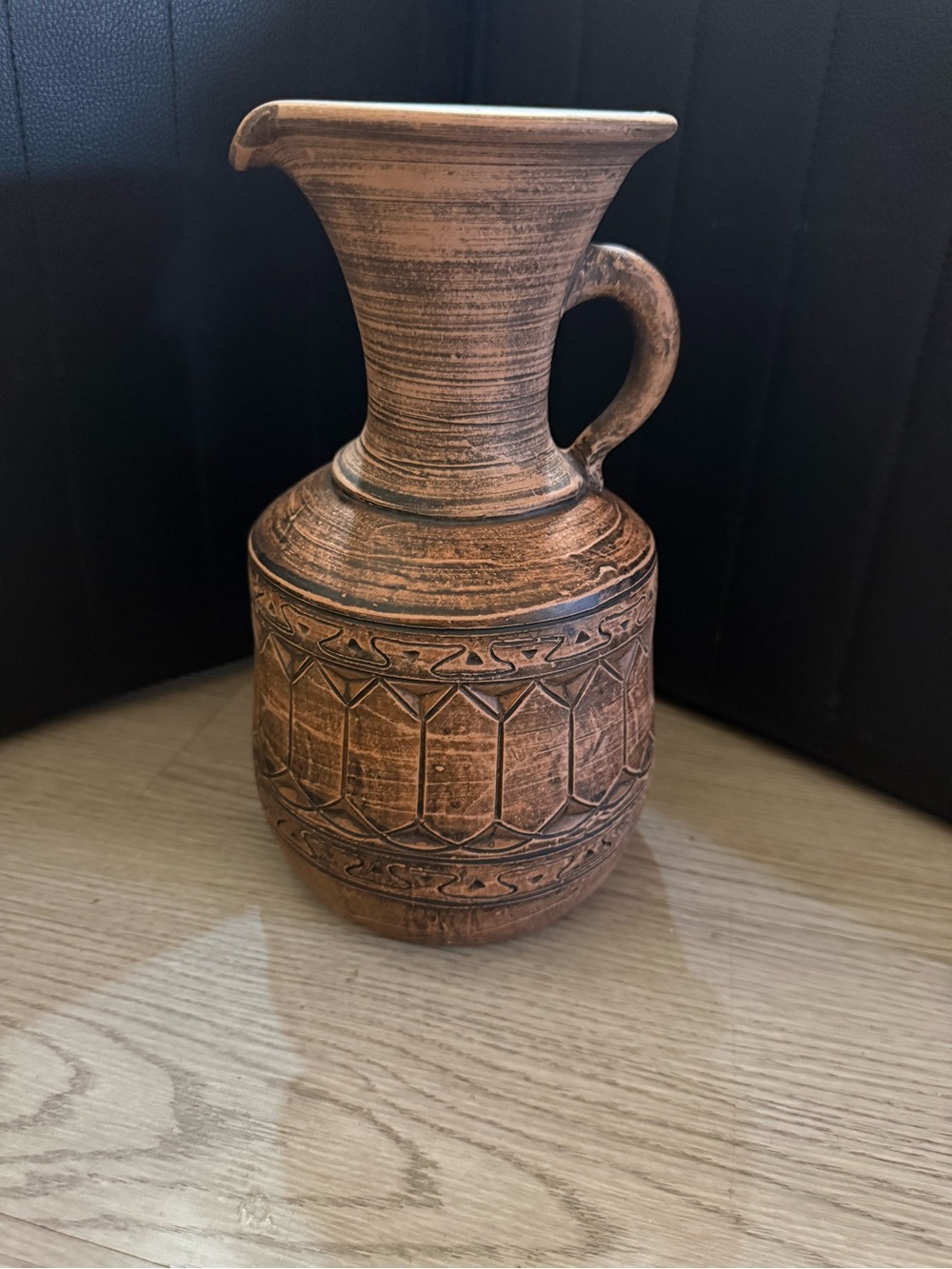 Classic Handmade Pottery Pitcher Embossed Wine Decanter